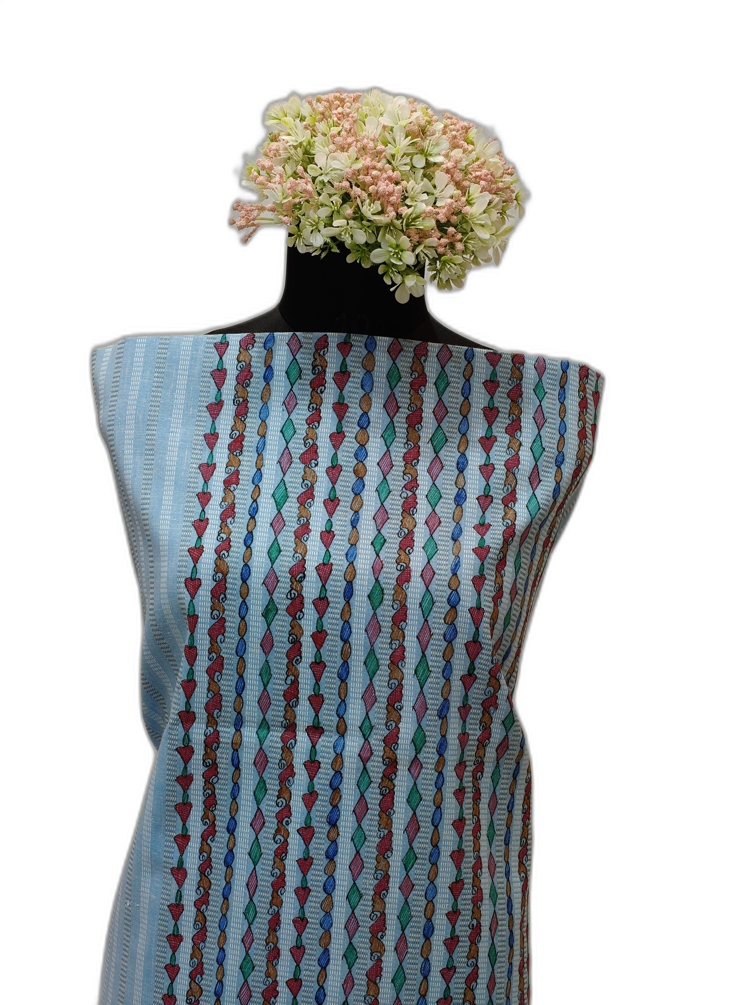 Hand-Painted Madhubani Unstitched Kurti on Cotton